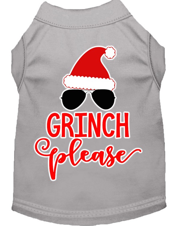 Grinch Please Screen Print Dog Shirt Grey Med